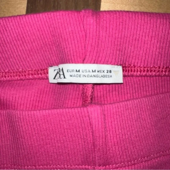 Zara pink high waisted cotton rib micro shorts size medium - Picture 3 of 5